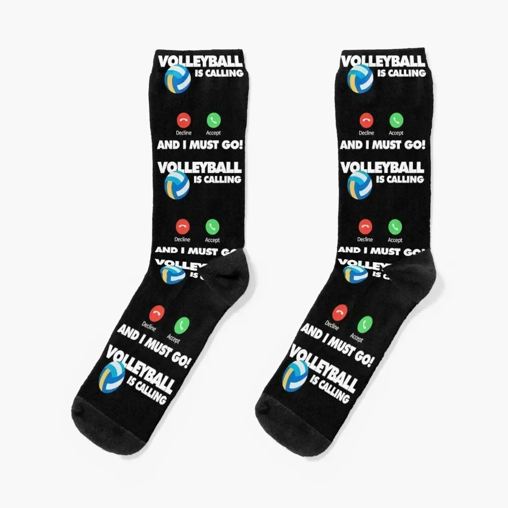 

Volleyball is calling and I must go, Funny Sport Player Socks hip hop golf funny gift Socks For Men Women's