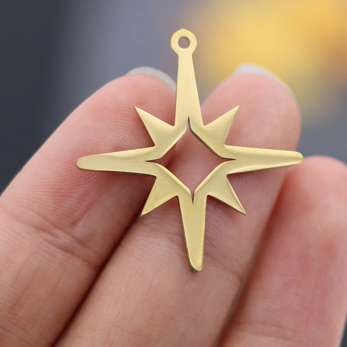 3pcs Guide Polar Star Amulet  Charms for Jewelry Making Earrings Bracelets DIY Craft Sun Octagram 316L Stainless Steel Pendant