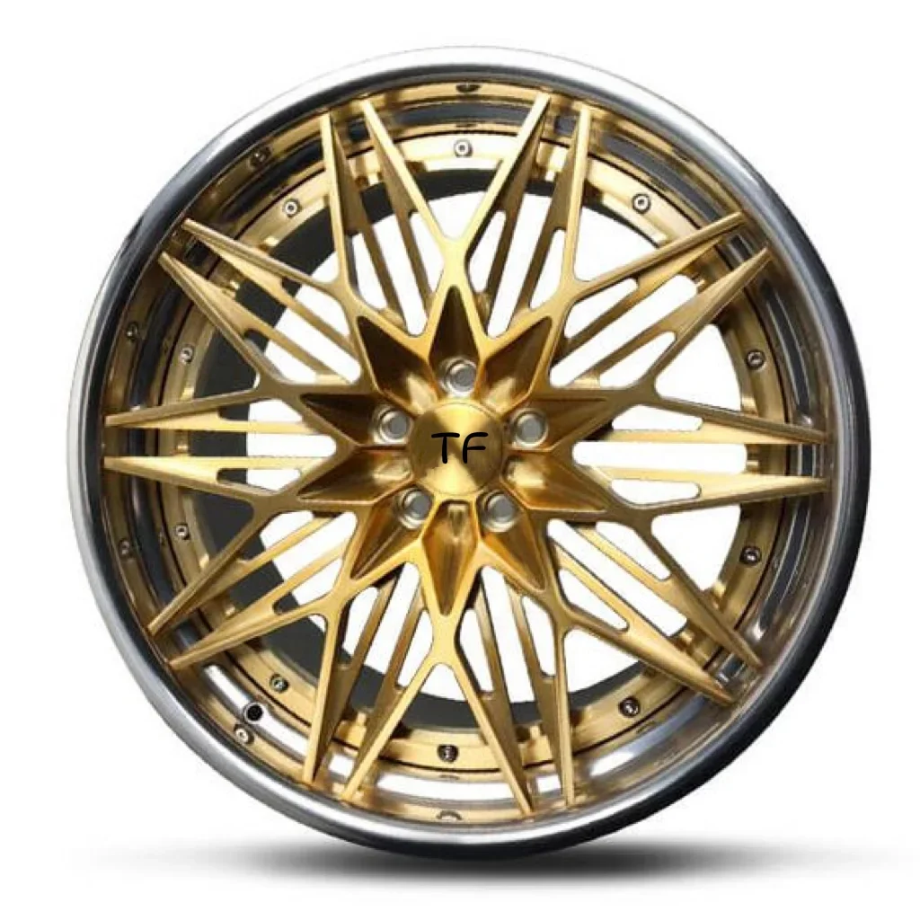 Golden forged wheels 18-26 inch 2 piece car rims 5X112 5X114.3 5X130 for racing cars