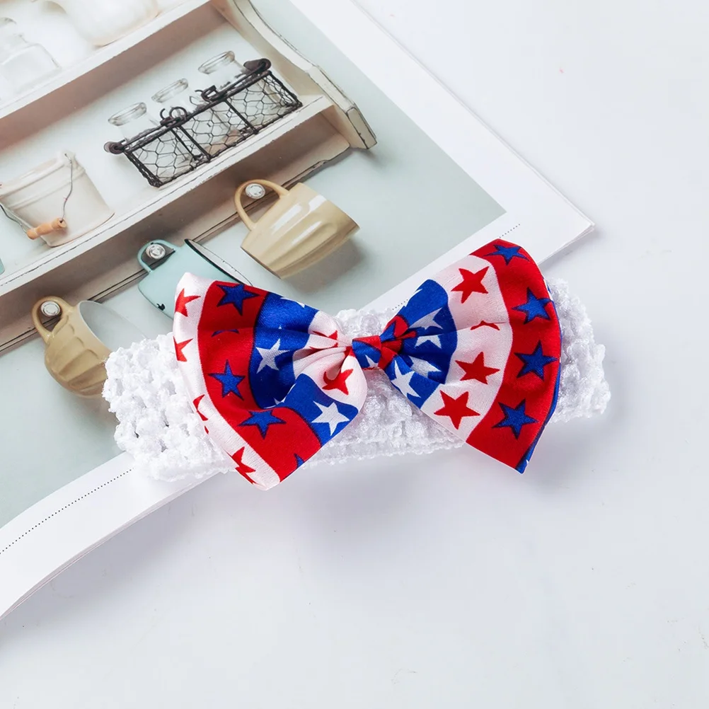 

24pcs Short Sleeve Romper Dress For Toddler Girls Lace Ruffle Tutu Star Stripe Print 4Th Of July Outfit Matching Headband