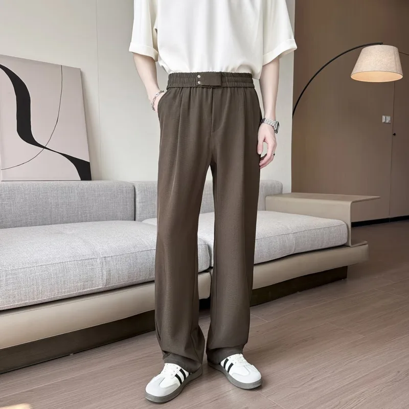

Brown Suit Pants Men Society Mens Black Dress Pants Korean Loose Straight Casual Pants Mens Office Formal Trousers Plus Size