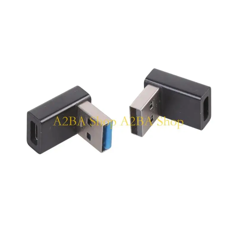 A2BA 2 Piece Aluminum Alloy USB3.0 Male to Type C Female Connector Charging Adapter