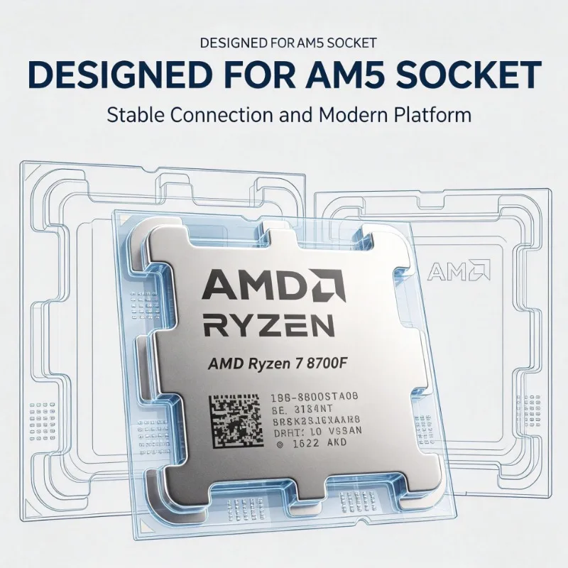Ryzen7 8700F Desktop CPU 4.1GHz 8‑Core 16‑Thread 16M L3 Cache 65W TDP Socket AM5 4NM DDR5  Without Cooler No IGPU