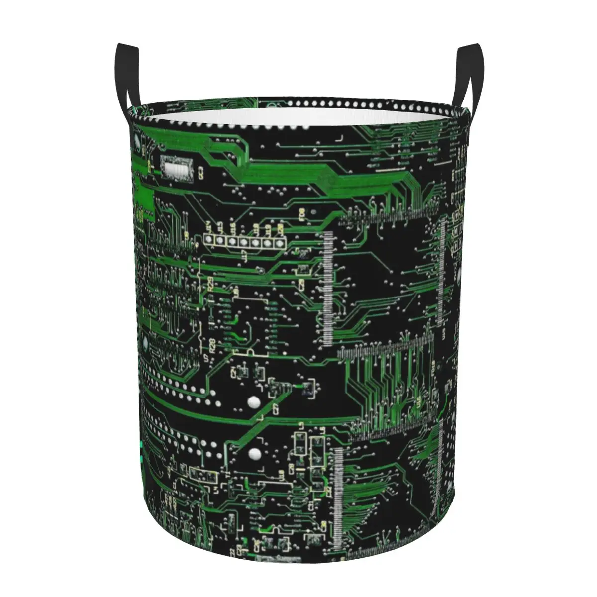 Computer Motherboard Circuit Board Laundry Basket Collapsible Geek Programmer Tech Clothing Hamper Toys Organizer Storage Bins