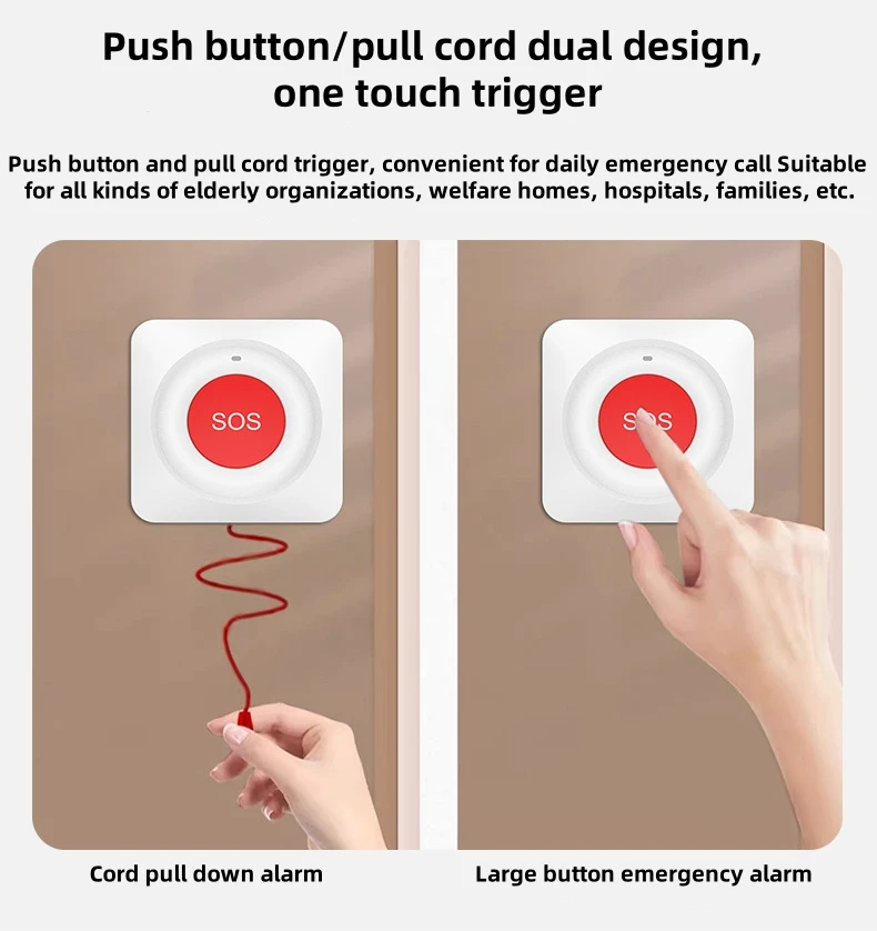 Emergency Call Button Tuya 2.4G WiFi Smart SOS Call Button Smart Home One-key Alarm Doorbell for Kids Elderly Patient Emergency