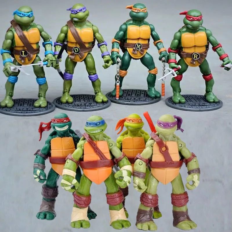 4 Uds TMNT modelo adolescente Mutante Tortuga Ninja figura de acción Anime Raphael Figuras periférico PVC colección muñeca juguetes regalo para chico