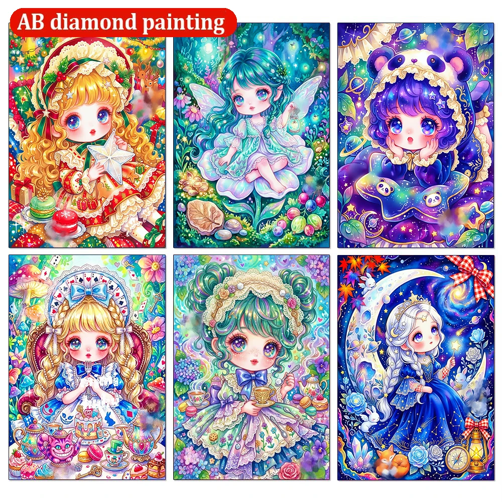 

Dream Girl Series AB Diamond Painting DIY Full Square/Round Drill Mosaic Embroidery Cartoon Fairy Home Decoration Art Gift