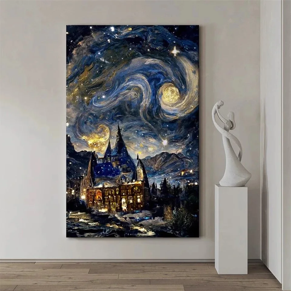 Diy Full Square Round Diamond Painting Starry Sky Castle Style Large Size Home Decorative DIY Diamond Embroidery For Decor W182