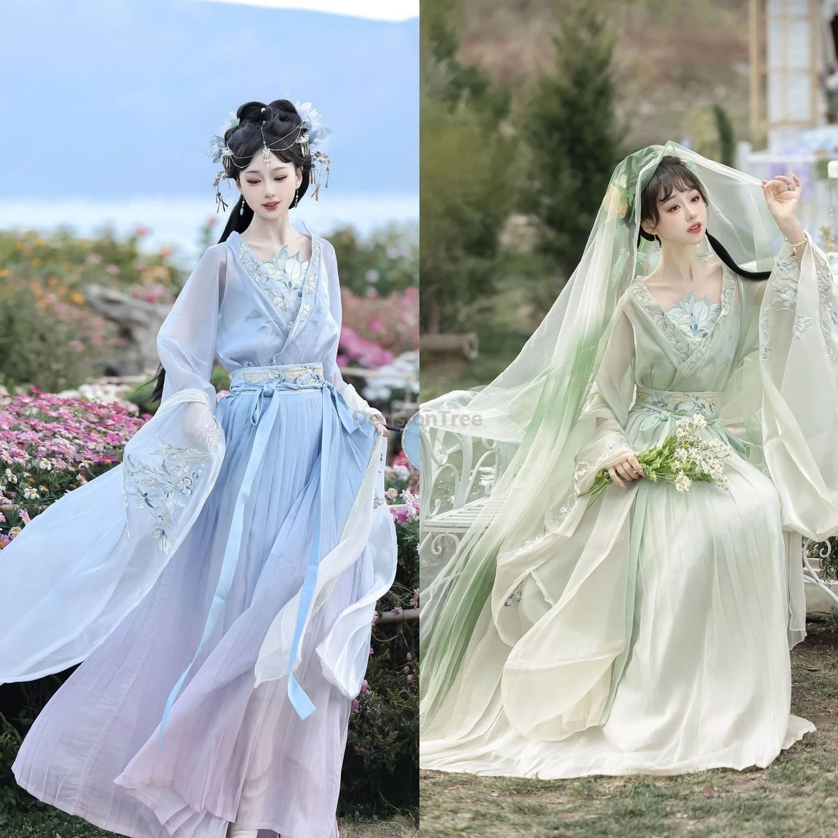 

2025 fairy wei jin hanfu graceful temperament exquisite embroideried hanfu classical fashionable dainty gradient chinese garment