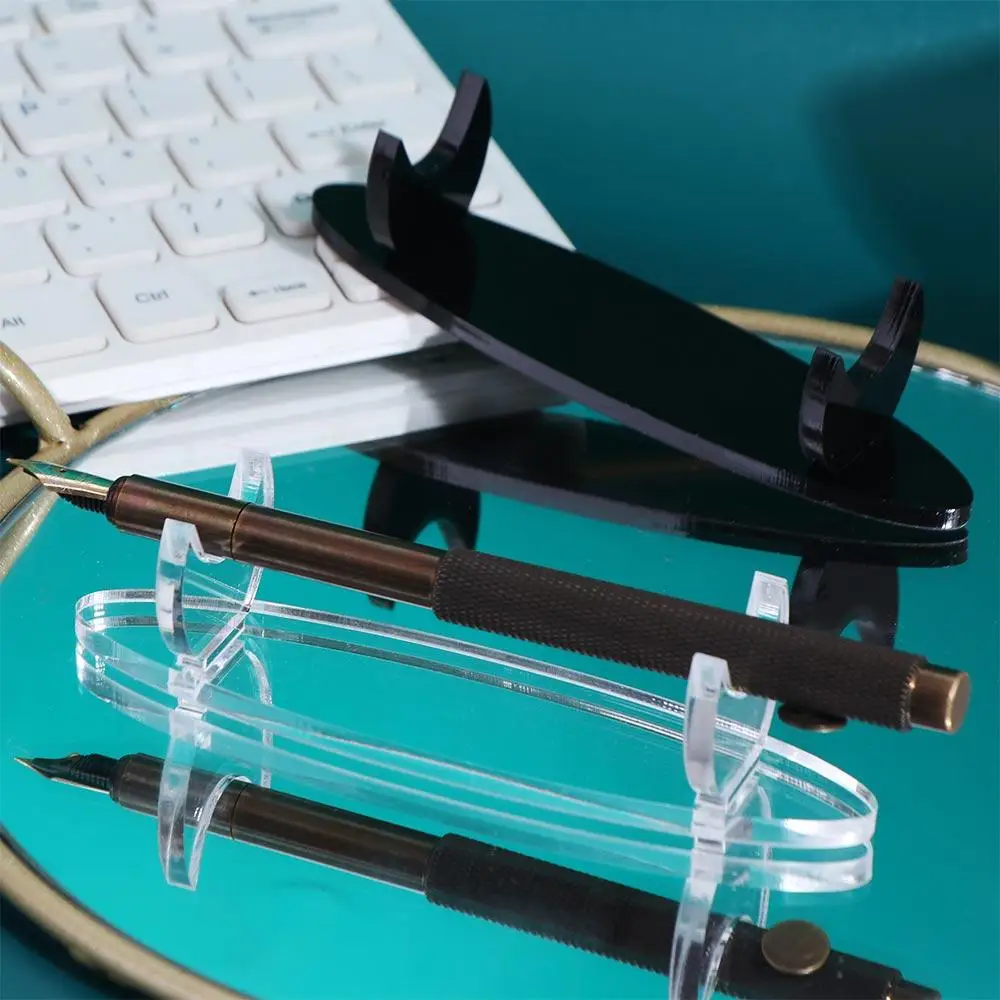 Desk Pencil Holder Acrylic Pen Holder Transparent Clear Pen Display Stand Black Stationery Fountain Pen Rack Student Gifts