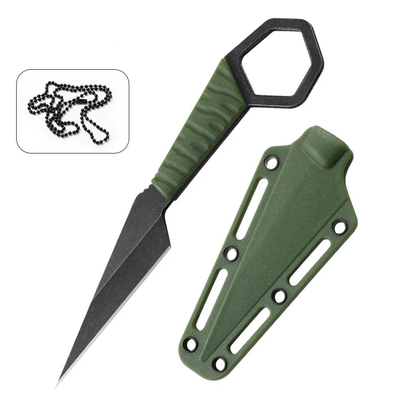 5CR13MOV Stainless Steel Sharp Small Fixed Blade Knife PP + Glass Handle Straight Camping Pocket Knives With Scabbard