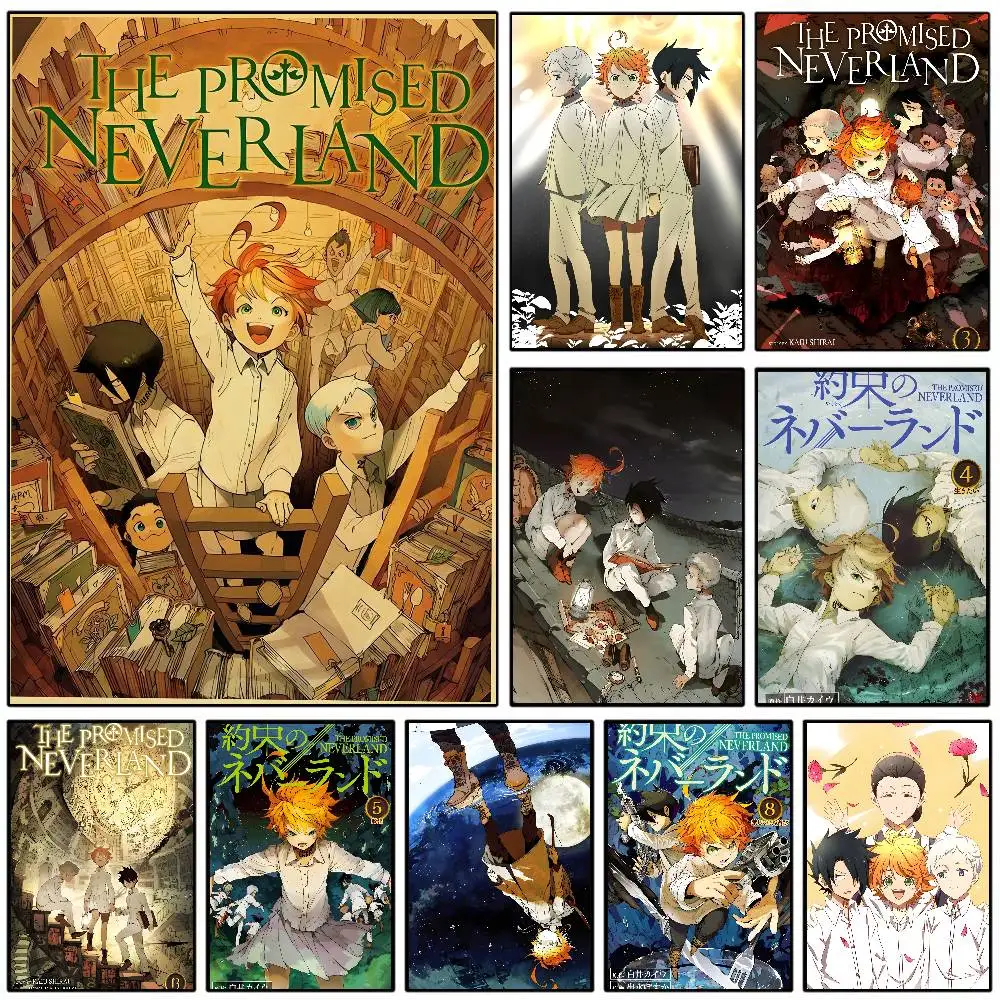 Das P-Promised N-Neverland Retro-Anime-Poster, Kunst mit Drucken, für Zuhause, Schlafzimmer, Wohnzimmer, Dekoration, Geschenk