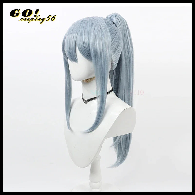 Mashle Abyss Razor Cosplay Wig Ponytail Bangs Grey Blue Straight Synthetic Hair Anime Magic Muscles Role Play Headwear