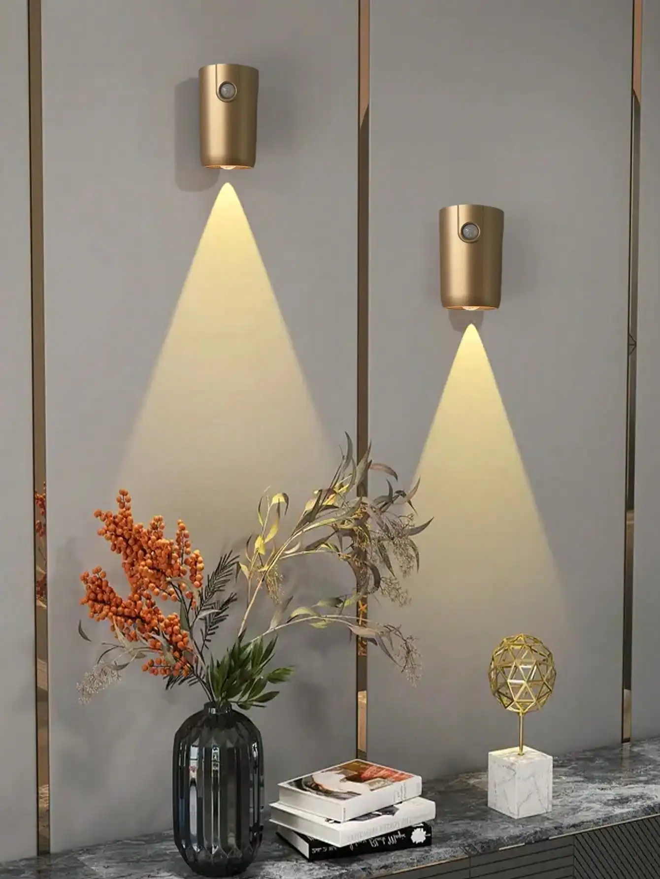 Rechargeable Motion Sensor LED Wall Light, 3-Color Dimmable Magnetic Adhesive Light for Home