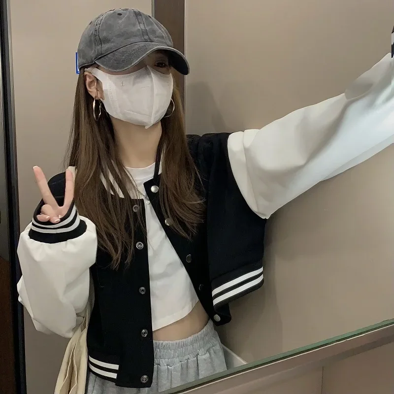 Dámská podzimní/zimní bunda 2023, nový styl, zkrácená bunda s dlouhým rukávem, zmenšující stárnutí, drobná bunda na ballpark - náhled 3