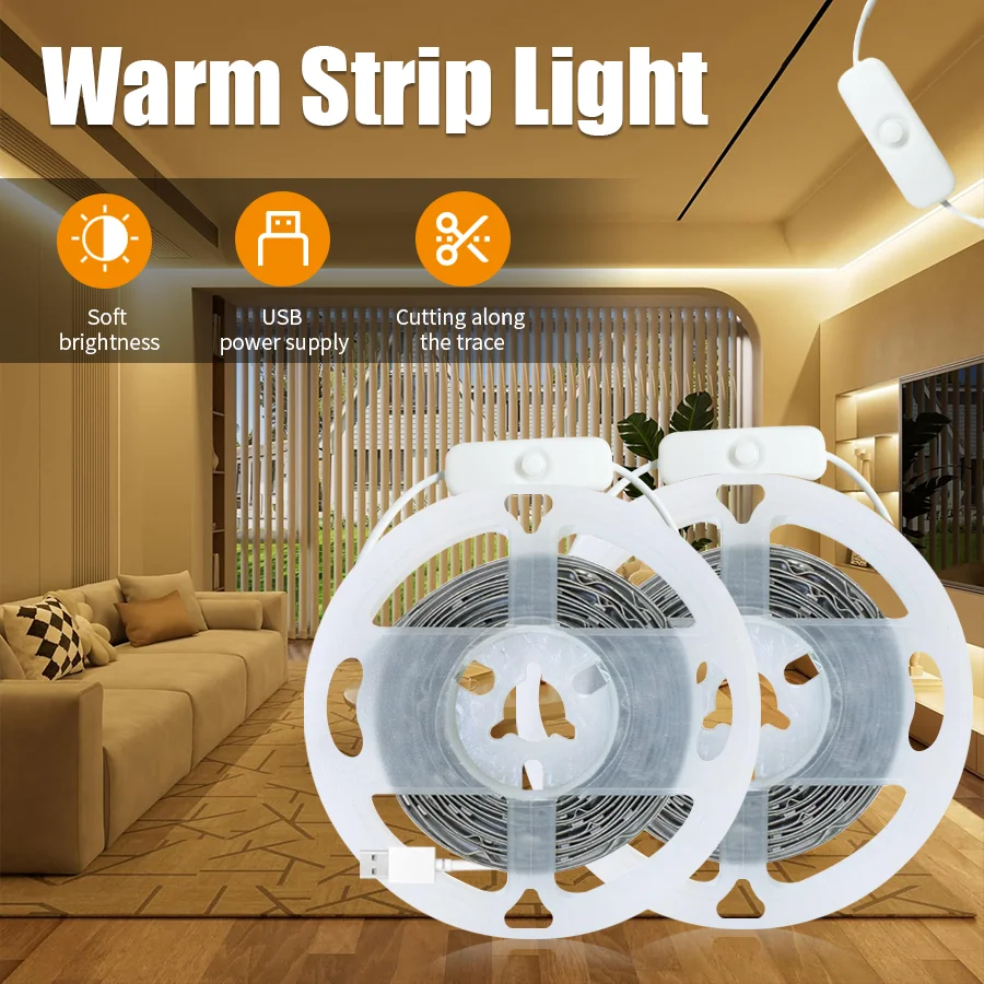

Светодиодная лента 1 COB с USB-интерфейсом, ночник с переключателем, регулируемая яркость, подходит для дома, кухни, ванной комнаты, спальни, Рождества