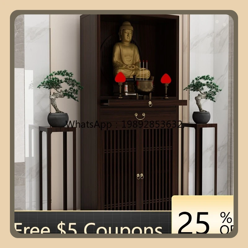 

AB solid wood Buddhist niche ebony wooden Buddhist table for table rack household Buddhist cabinet God of Wealth for table