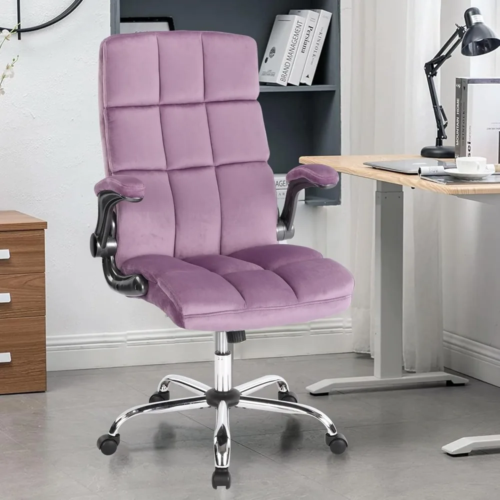 كراسي مكتب تنفيذية مع مساند للذراعين قابلة للطي، كرسي مكتب مريح من القماش على عجلات للنساء، ارتفاع قابل للتعديل، مكتب منزلي #2