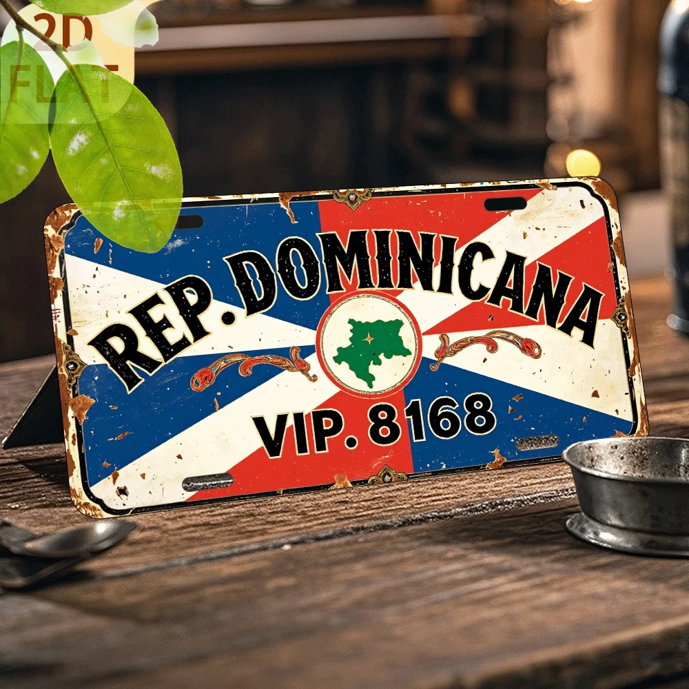 2D Flat, 2D Flat - 1pc Vintage Dominican Rep. Metal Sign - 6x12 Inch Aluminum Wall Decor Plaque, Retro 2D Flat UV Print, Blue, W