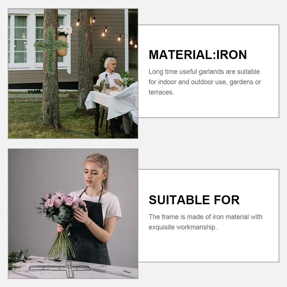 

2Pcs Cross Wreath Frames Iron Floral Metal Wire Frame DIY Base Suitable for Christmas Easter Holiday Garland Decor