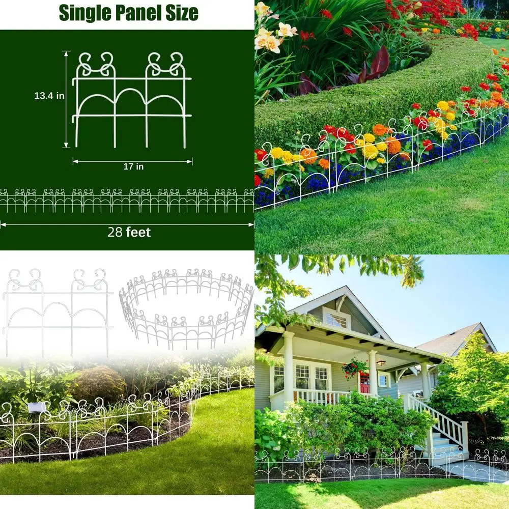 

13 высотных x 17 широких нержавеющих металлических садовых бордюрных ограждений, упаковка из 20 шт., общая длина 28 футов, идеально подходит для улицы, патио, лужайки и потока