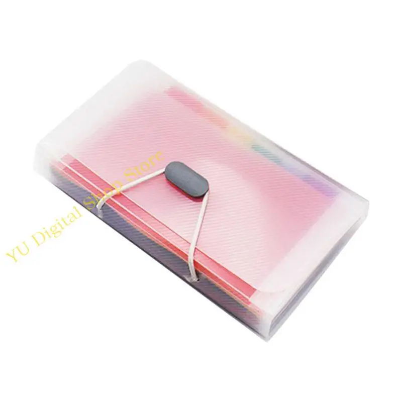 

96BA Rainbow Color Document Bag Mini Bill Receipt File 13 Grids Folder Holder Office Supply