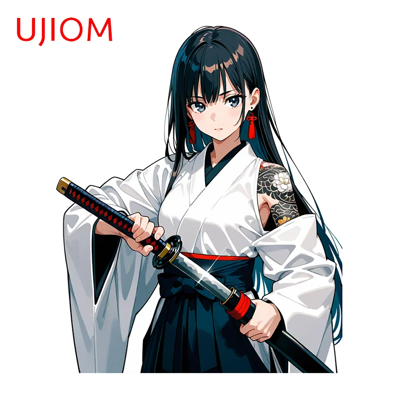 UJIOM Trendy Pretty Samurai Anime Character Wall Sticker Standing Posture Unique Sunscreen Decal Suitable For Living Room Decor