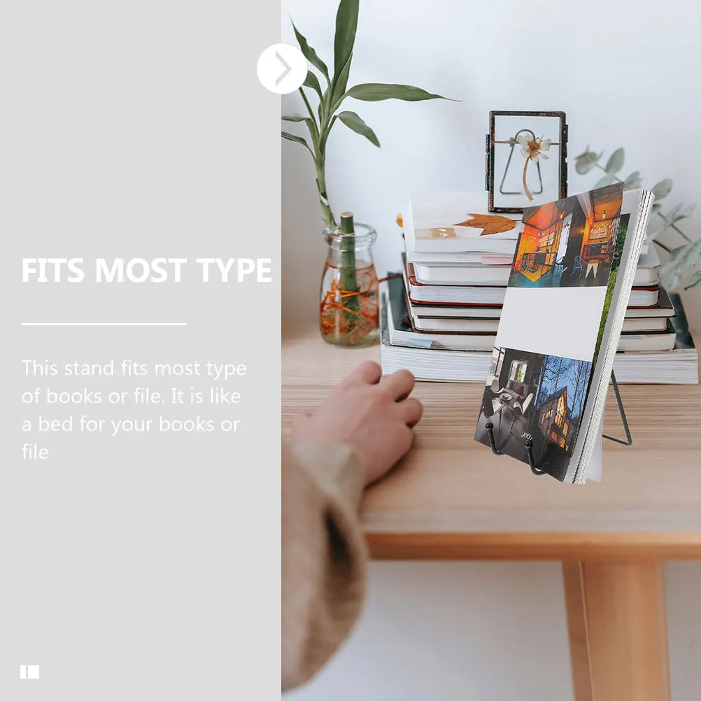 

4 pcs Iron Desktop Book Display Stands Bookshelf Organizer For Books Albums Photos Black Decorative Bracket Iron Rack