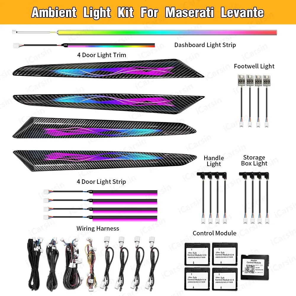 

Upgrade 64 Colors Dynamic Ambient Lighting for Maserati Ghibli/Quattroporte/Levante Interior LED Light Accessories