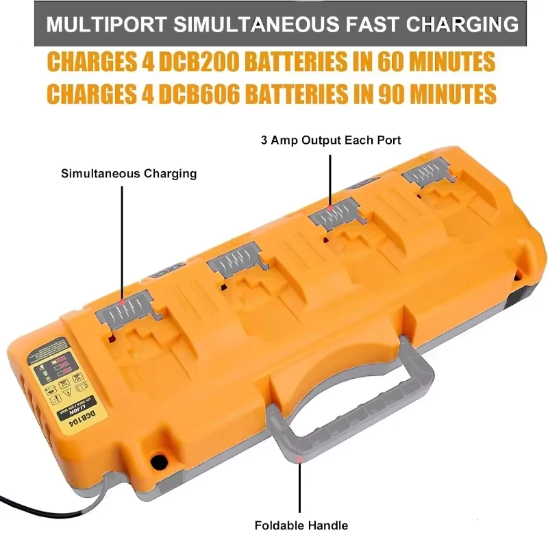 For Dewalt Battery Charger 10.8V 12V 20V 60V Lithium Batteries 4-Port 3A 320W Fast chargers DCB105 DCB118 DCB112 DCB119 DCB102