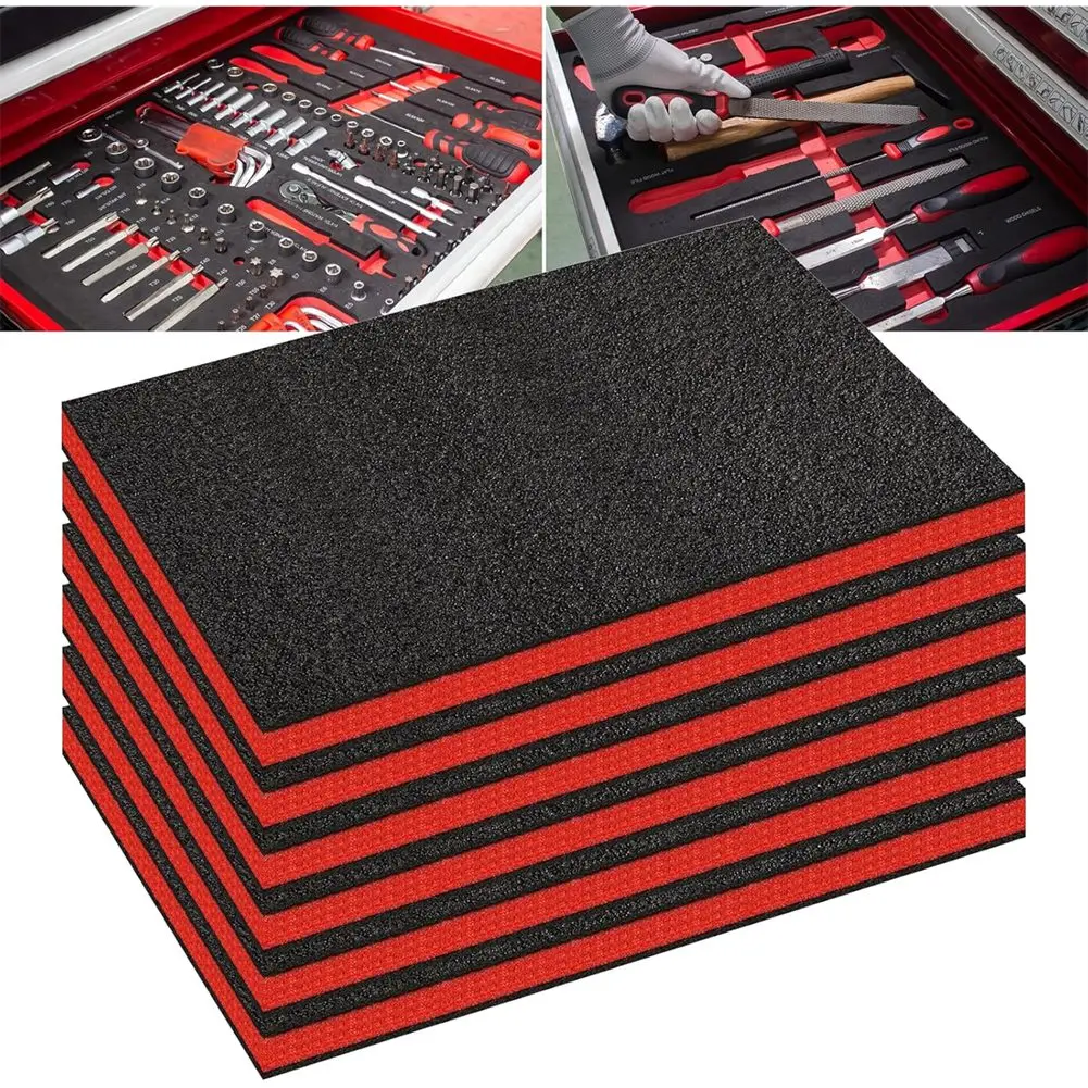 TFTP-6 Confezione di inserti in schiuma per cassetta degli attrezzi per custodie, 18 x 12 x 1,5 pollici Liner per cassetta degli attrezzi Fogli in schiuma di polietilene, organizer per cassetta degli attrezzi