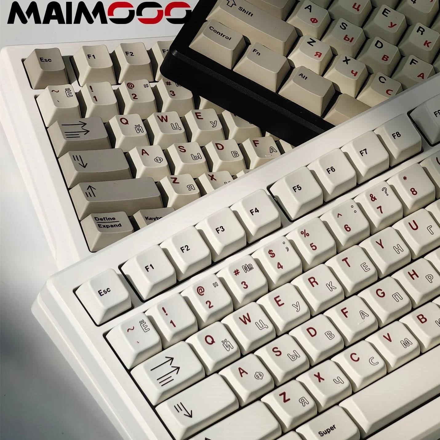 

MAIMOOO White Russian Keycap MDA/Cherry Hollow Profile PBT Dye Sublimation MX Switch Mechanical Keyboard Style Simple RU Keycaps