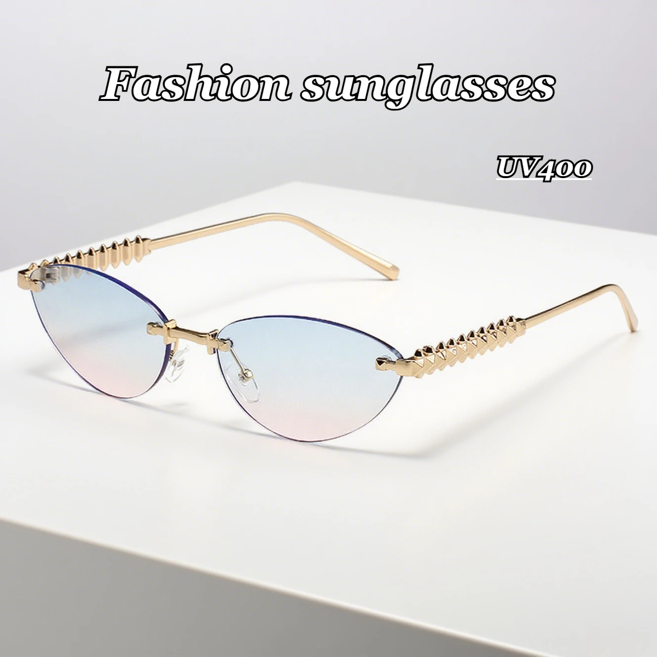 

Men Women Fashion Cat Eye Design Sunglasses Metal Rivet Legs UV Protective Glasses Outdoor Driving Travel Beach Sunglasses