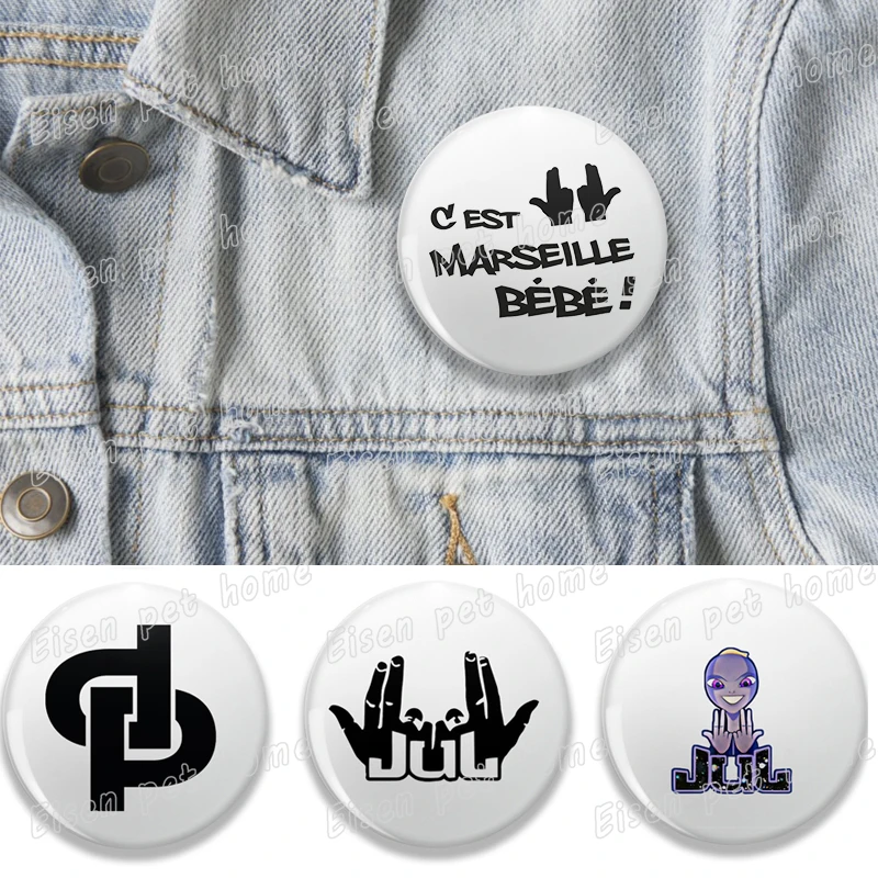 French Rapper Rap Badges for Bag Clothing Accessories Fashion Jul Marseille Music Button Brooch Pins Fans Love Gifts