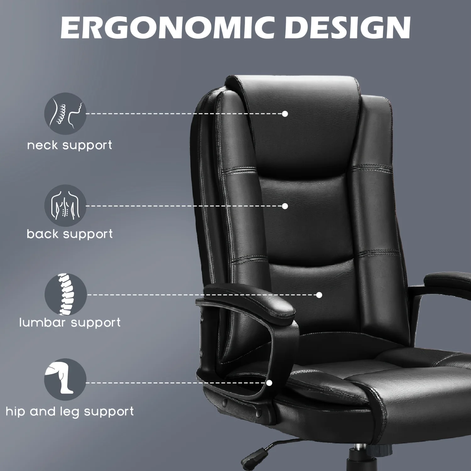 

[Big And Tall Executive Chair] 400LBS Big And Tall Executive Chair | High Back Ergonomic Adjustable Home Office Desk Chair