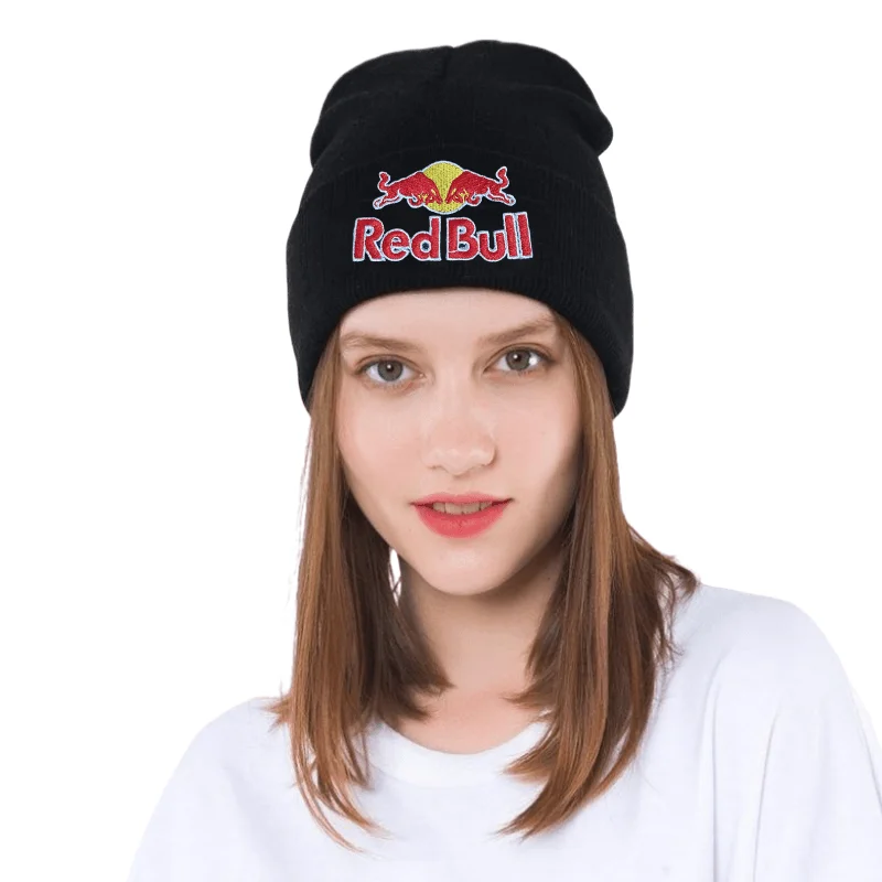 4 Colors Red Bull Beanie Hat Men's and Women's Autumn/Winter Street Trendy Headwear Elastic Soft Red Bull Sports Hat