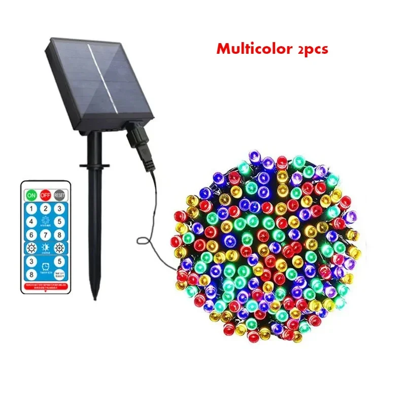 12/22/32/52M LED Solar Garland Light String Christmas Wedding Decor Fairy Lights 8 Flashing Modes Outdoor Waterproof Solar Lamp