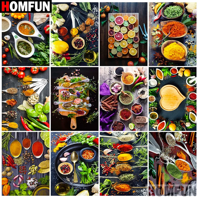 

HOMFUN Square Round Drill 5D Diamond Painting Environmental Crafts Full Diamond Embroidery "Seasoning Chili Garlic" Home decor