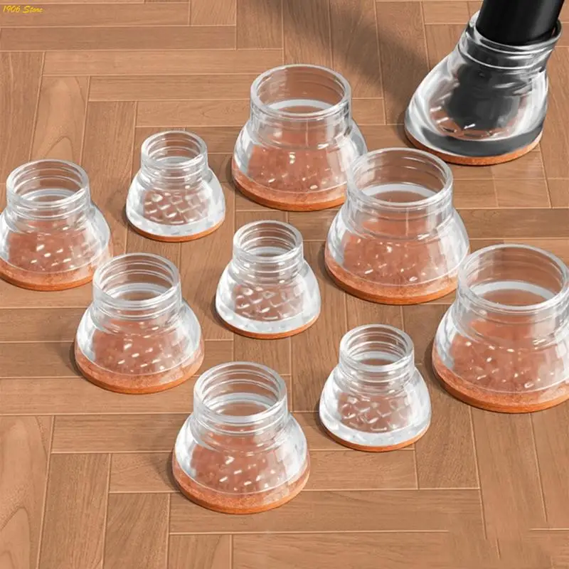 

U1JB Clear Felt Chair Leg Protectors Noise Reduction Covers set for hardwoods Floors