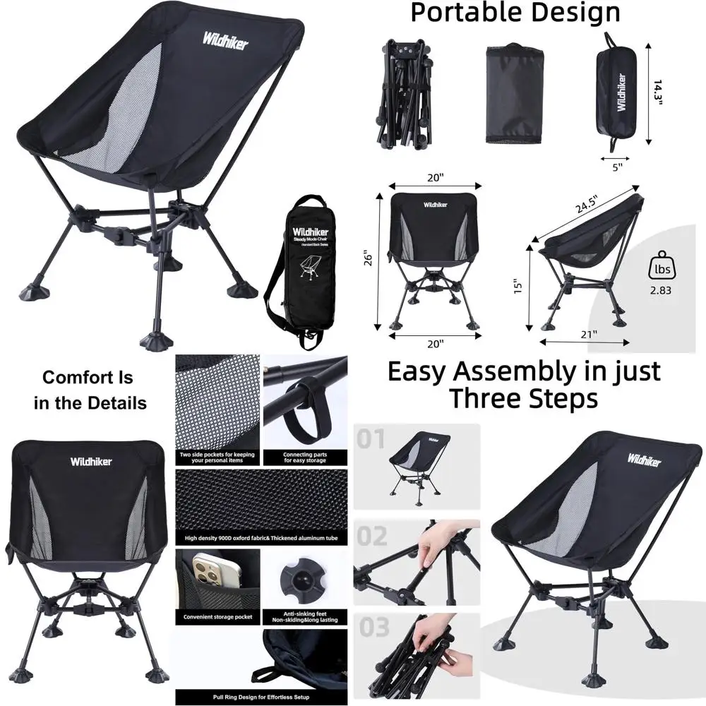 

Ultralight Portable Camping Chair - Compact, 2.8 lbs, Anti-Sinking, Ideal for Beach, Hiking, Travel