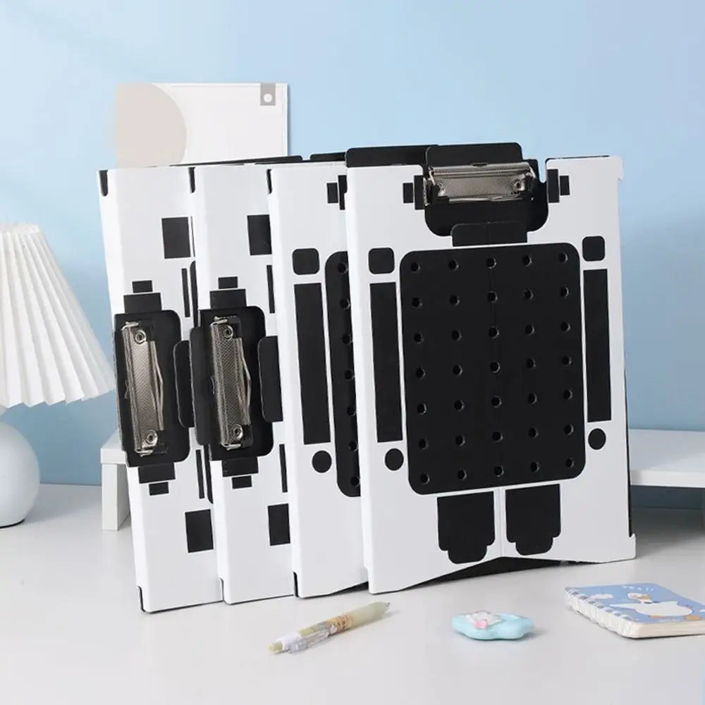 

Plastic Robot Shape Paper Clipboard Foldable Large Capacity Test Paper Storage Clip Can Be Vertical A4 File Folder School