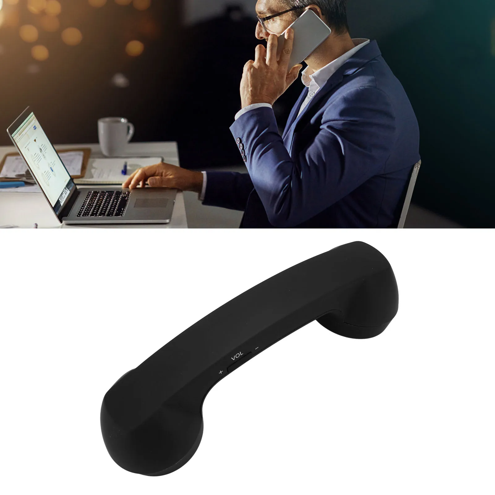 Bluetooth Telephone Handset Mobile Phone Handset Retro Rechargeable Radiation Proof Button Control Clear Sound for Computer