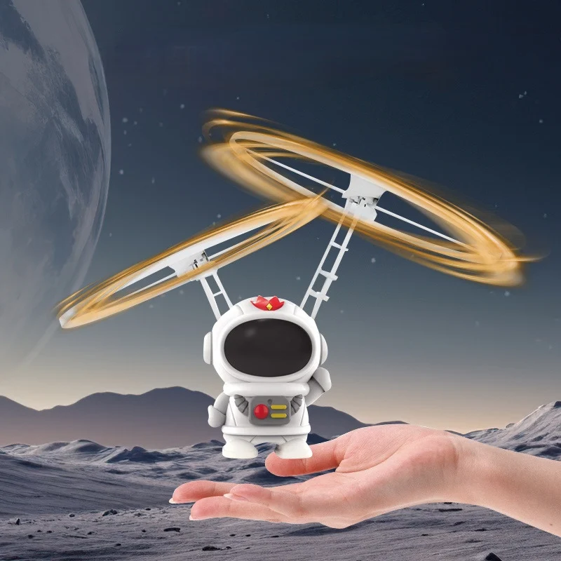 Mini Astronaut Drone Cartoon Spaceman USB Charging Hand Control Helicopter Flying Robot Toy for Kids Creative Gift