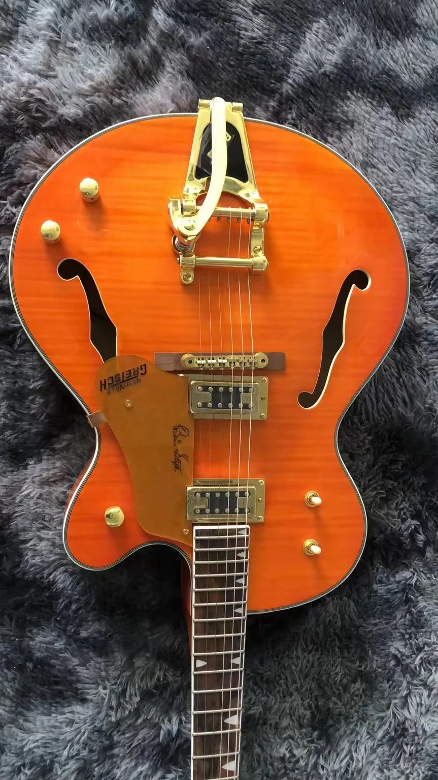 Jazz Semi Hollow Body Electric Guitar Orange Free  Delivery