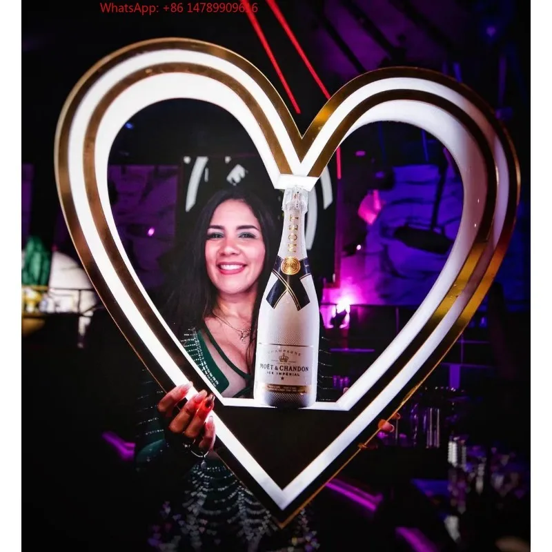Premium Custom LED Liquor Display StandAffordable Price Heart LED Bottle Presenter Liquor Bottle Display Shelf Illuminated Club