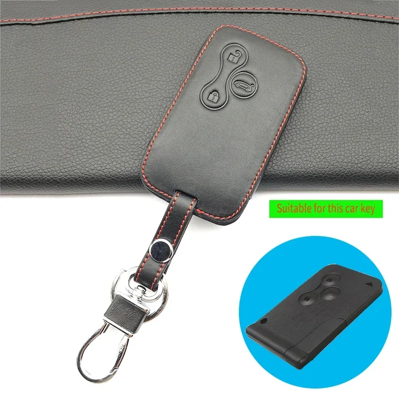 Skórzane etui na kluczyk samochodowy do Renault Megane Clio Logan Kadjar Scenic Koleos Keychain Case Card 2/3/4 Buttons Remote Control