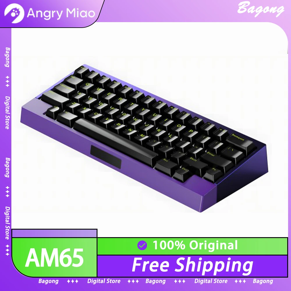 

Angry Miao AM 65 LESS Mechanical Keyboard RGB Backlit Hotswap Custom Wireless Gaming Keyboard Pc Gamer Touch Panel Arrow Key