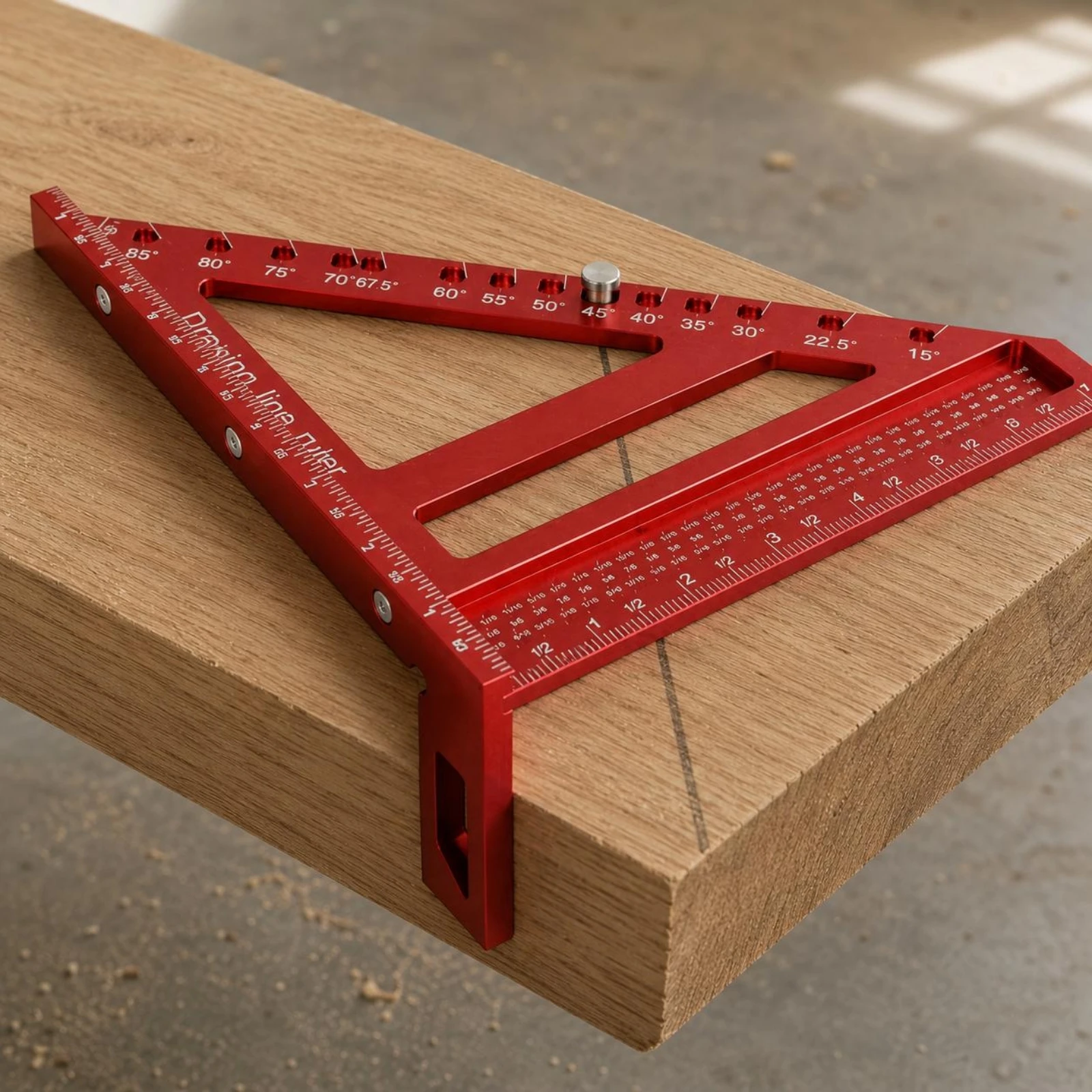 Triangular Woodworking Ruler 3D Woodworking Square Protractor Angle Marking Ruler Engraved Graduations Tool Positioning Holes