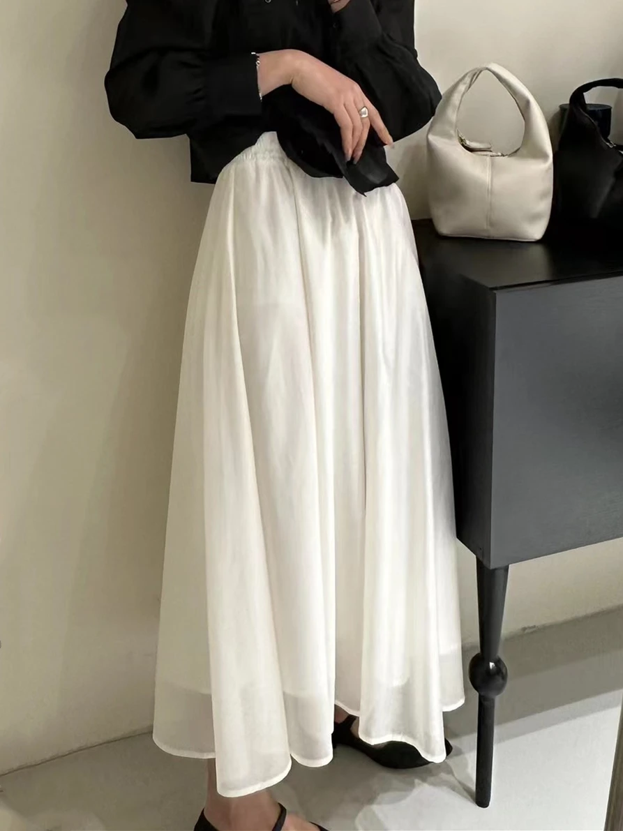 Printemps nouveau rayonne fille Maxi robe sens avancé taille haute tempérament fluide lisse confortable pour femme léger robes