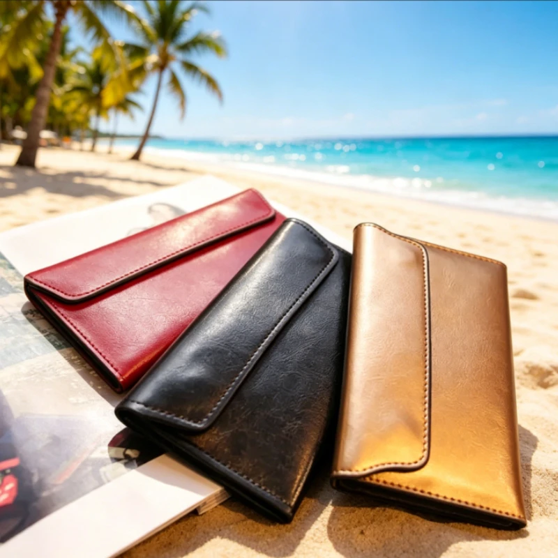 

Slim Envelope Style Money Clips for Women Genuine Leather Clutch Purse with Multi-Card Slots Organizer for Daily & Travel Use